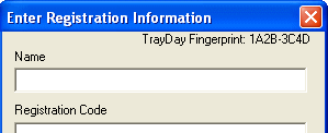 Image of TrayDay Register window