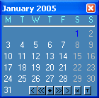 Date in the Windows tray with pop-up calendar